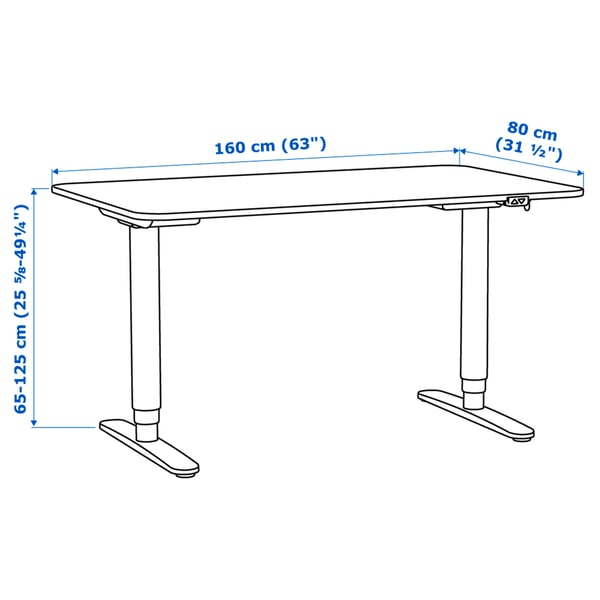 Illustration with measurements for the product: BEKANT.