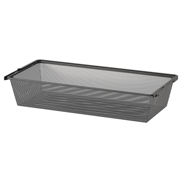 BOAXEL mesh storage basket; grey; rectangular; sturdy metal & plastic; modern design.