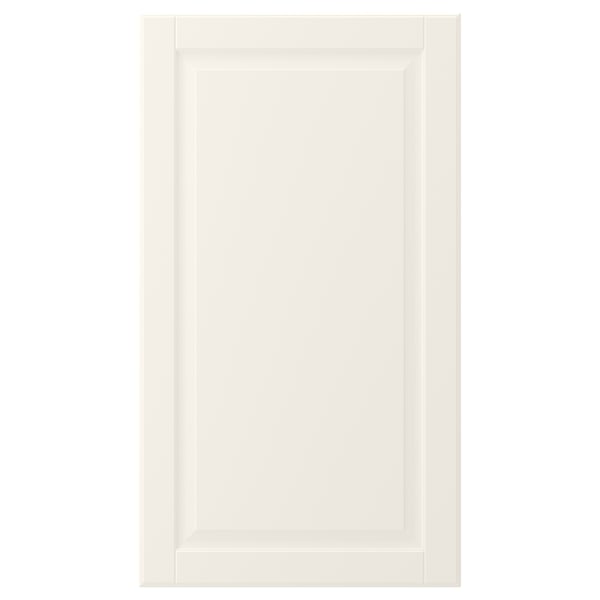 White BODBYN cabinet door with bevelled panel, smooth cream finish.