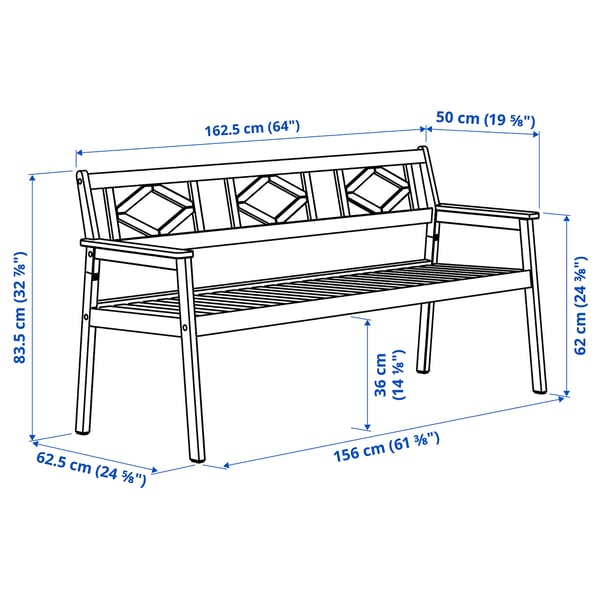 Illustration with measurements for the product: BONDHOLMEN.