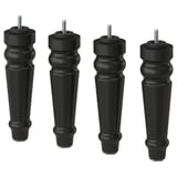 Four black wooden legs with screws, tapered design, sturdy and classic style.
