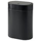 A black BROGRUND rubbish can with a sleek, slim design. It a press-open lid, wall-mount capability, and handles for easy bag attachment.