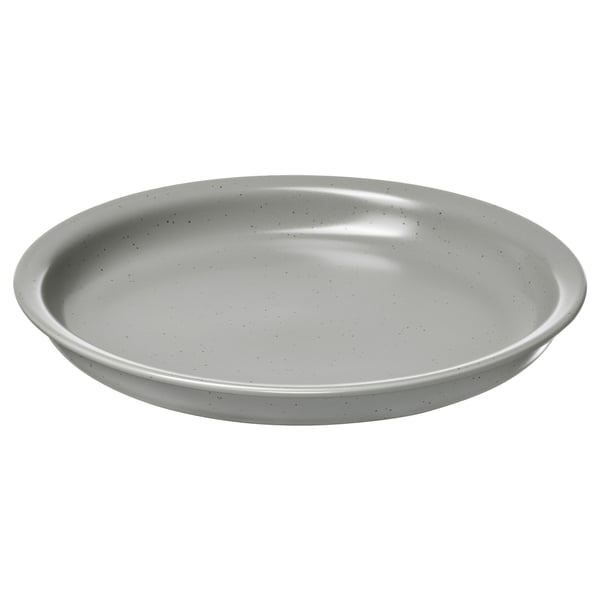 DAGGASTER grey stoneware plate, semi-matte, speckled design, round shape.