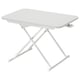 A DUBBLA white, adjustable laptop stand, designed with metal legs and a rectangular top, ideal for ergonomic work.