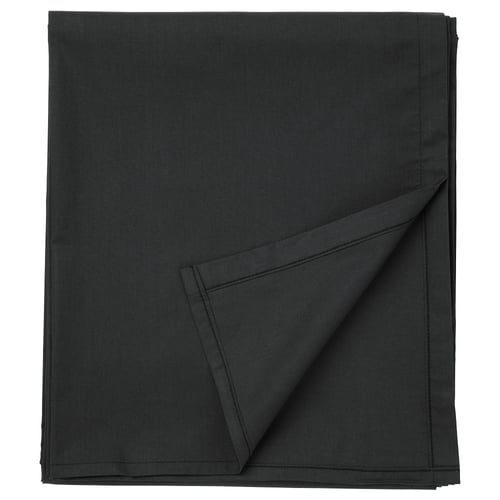 Dark grey folded DVALA cotton bedsheet, neatly presented, square-shaped.