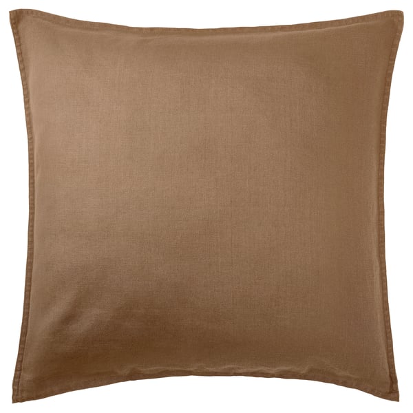 DYTÅG beige linen square pillow with zip closure.