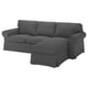 Gray EKTORP sectional sofa, featuring thick cushions, a left or right chaise option, and a timeless design.
