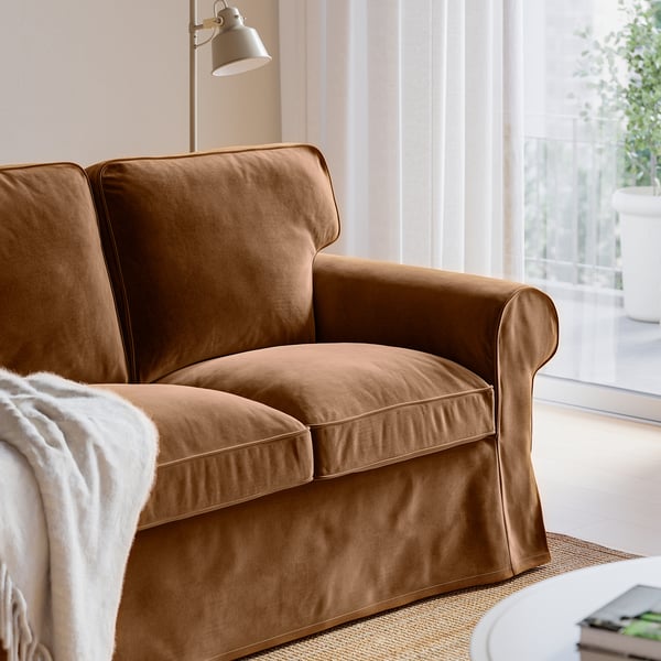 EKTORP Corner sofa, 4-seat, Alhamn dark yellow-brown