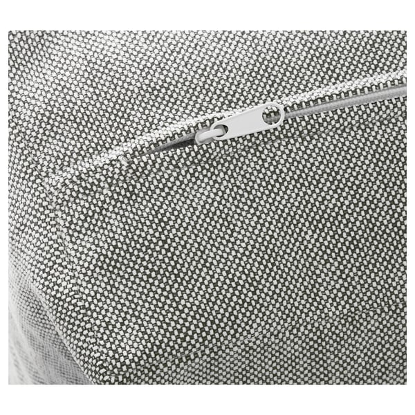 Close-up of a textured, grey upholstered sofa with a durable zip, highlighting fabric quality and design detail.
