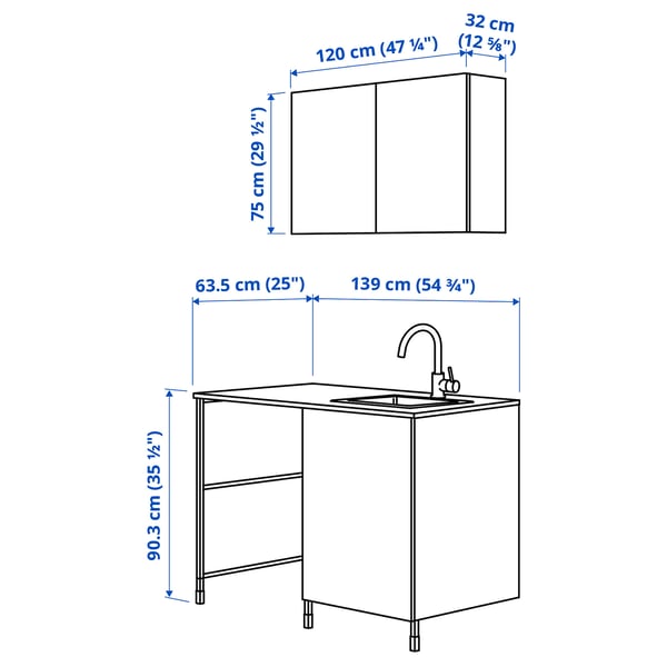 ENHET Laundry, white, 139x63.5x87.5 cm