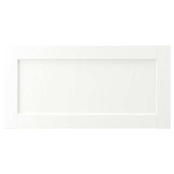 White ENKÖPING cabinet with classic frame design, featuring durable wood-like foil, resistant to moisture and stains, and easy to clean.