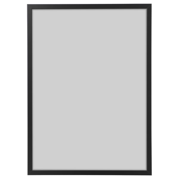 Black empty picture frame, rectangular shape, simple design. Ai-generated.