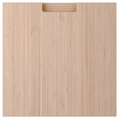 Light wooden cabinet front with rectangular handle.