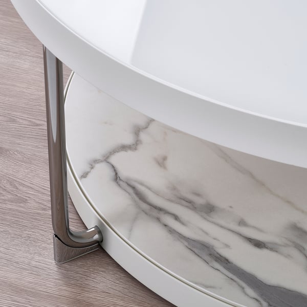 FRÖTORP Coffee table, white chrome-plated/white glass, 88 cm