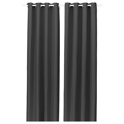 Pair of GINSTMOTT dark grey curtains with eyelets.