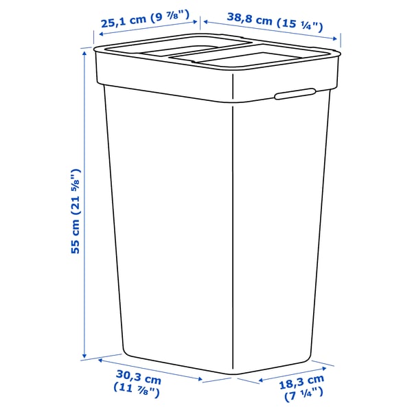 Illustration with measurements for the product: HÅLLBAR.