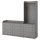 Gray HAUGA storage set with chest and wardrobe, providing ample storage with 6 drawers and hanging space, sleek modern design.