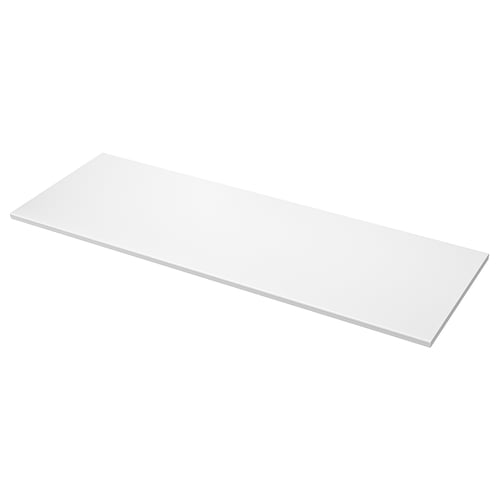 A white rectangular HEMTRÄSK countertop, made of high-pressure melamine laminate.