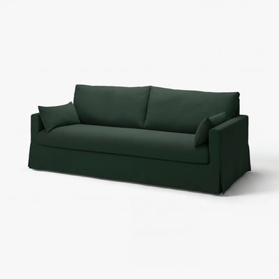 HYLTARP dark green 3-seat sofa, modern design, soft fabric, clean lines.