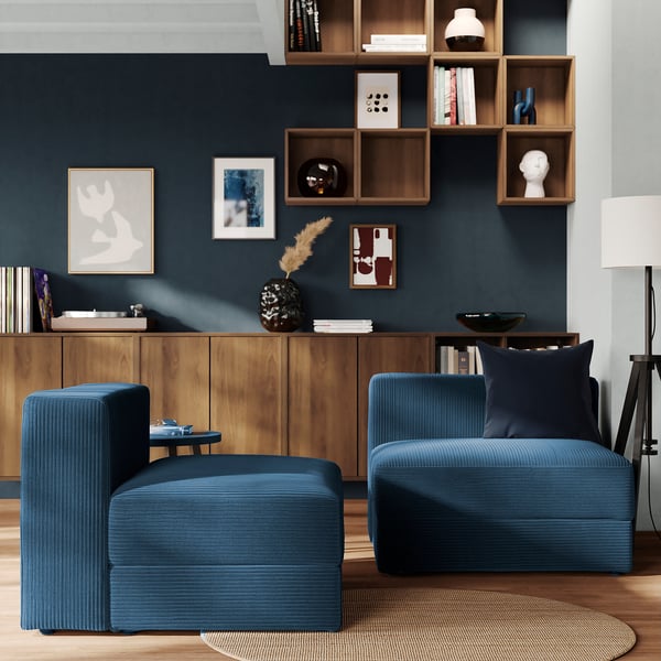 JÄTTEBO 1,5-seat module with storage, Samsala dark blue
