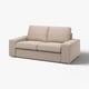 Beige KIVIK sofa, modern design with deep cushions, wide armrests, soft fabric.