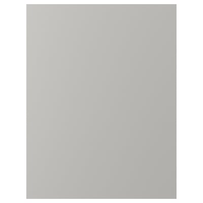 Grey kitchen cabinet with bevelled edges.