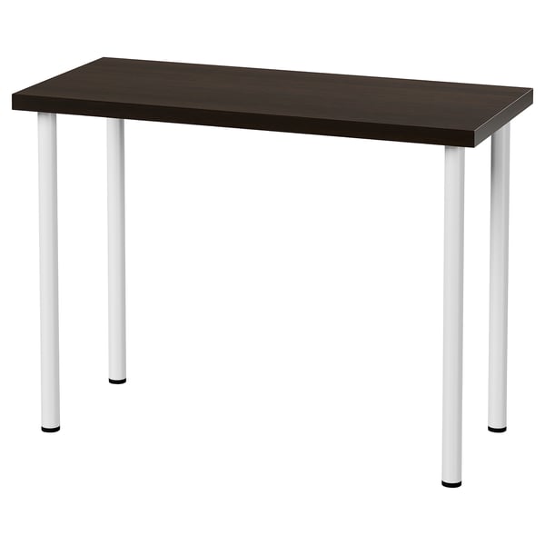 Modern desk: LINNMON in dark brown with metal legs. Simple, minimalist design.