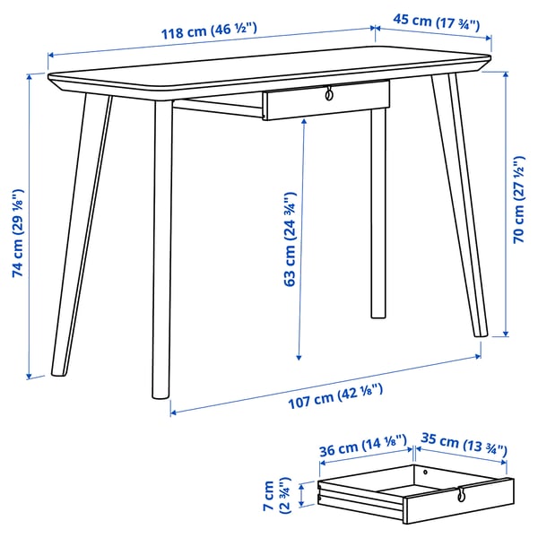 Illustration with measurements for the product: LISABO.