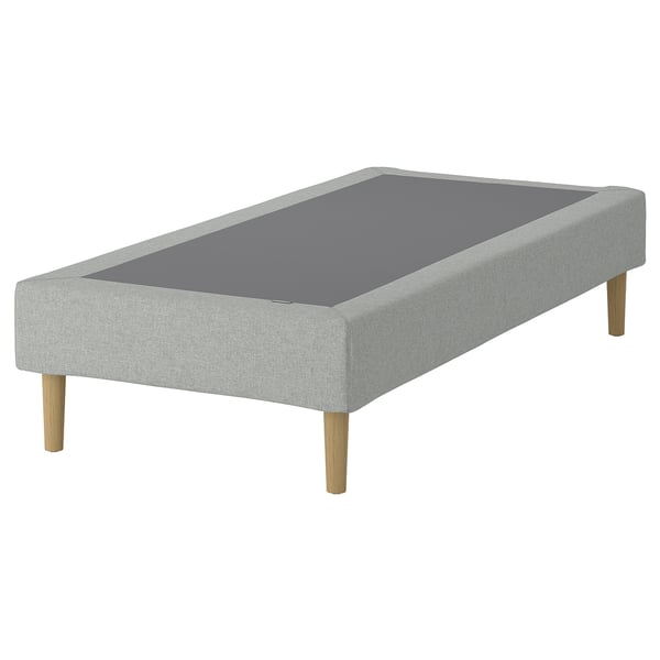 LYNGÖR Spring mattress base, incl leg/Tibbleby beige/grey, 90x200 cm