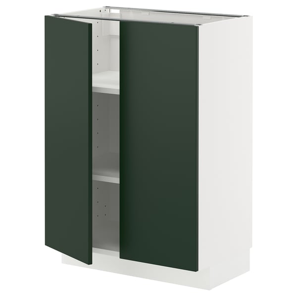METOD kitchen cabinet in dark green, white frame, rectangular, modern design.