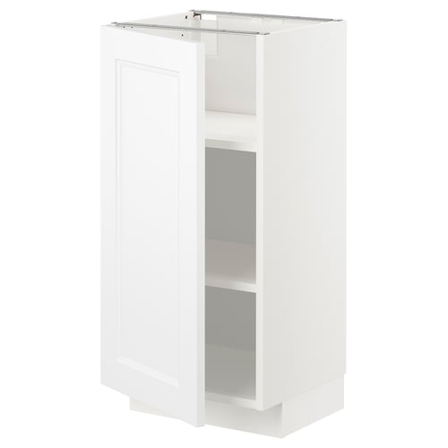 White METOD cabinet, sleek modern design, adjustable shelves, sturdy build.