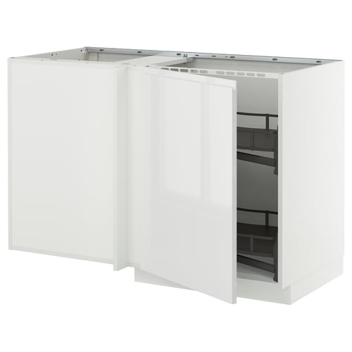 White METOD kitchen cabinet with pull-out shelf, modern and sleek design.