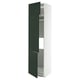 White METOD cabinet with green havstorp doors; tall, rectangular, modern design.