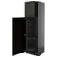 Black METOD kitchen cabinet with bevelled edges, open door revealing pull-out organiser.