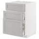 Light grey METOD kitchen cabinet in modern design, featuring three drawers with bevelled edges and smooth, full-extension runners.