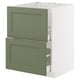 METOD kitchen cabinet, grey-green, modern/traditional style, two drawers, self-closing.
