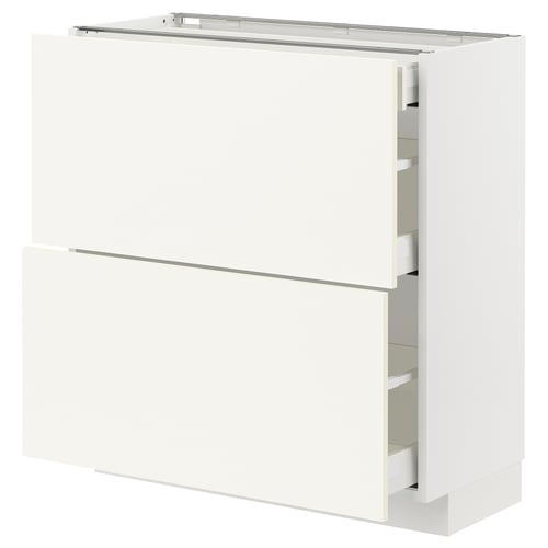 METOD kitchen unit in white with drawers and doors. Modern, clean design for organized storage.