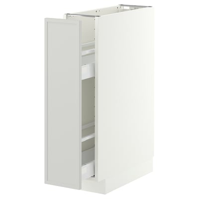 METOD / MAXIMERA Base cabinet/pull-out int fittings, white/Aspudden light grey, 20x60 cm