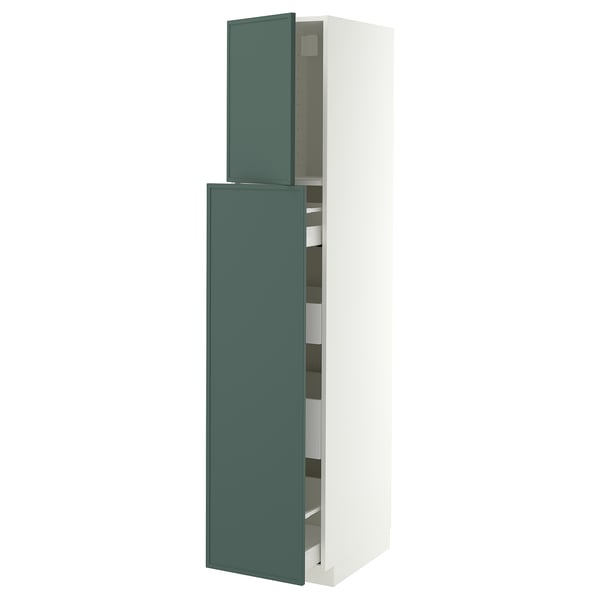 METOD / MAXIMERA Hc w p-o func 1dr/4drw, white/Aspudden dark grey-green, 40x60x200 cm