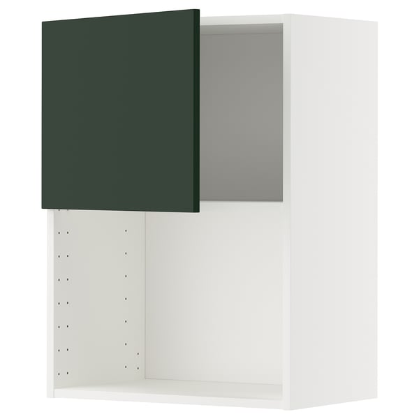 METOD kitchen cabinet, white with dark green door, square shape.