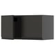 Modern black kitchen cabinet with sleek, minimalist design. Two doors with integrated handles and angular edges.