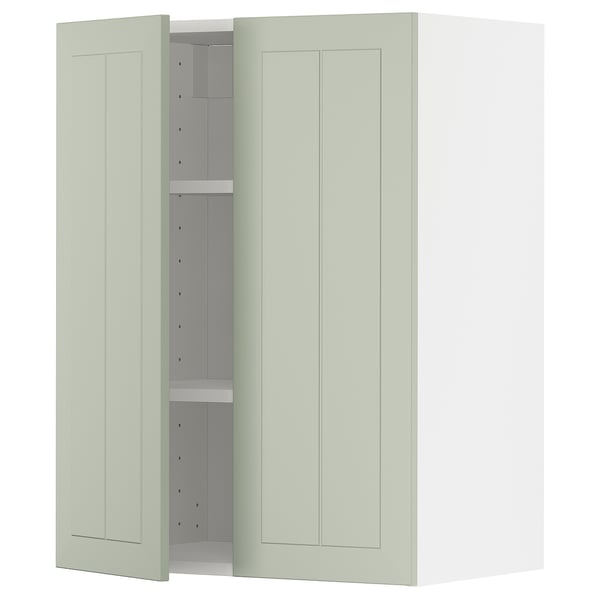 METOD kitchen cabinet in green with adjustable shelf.