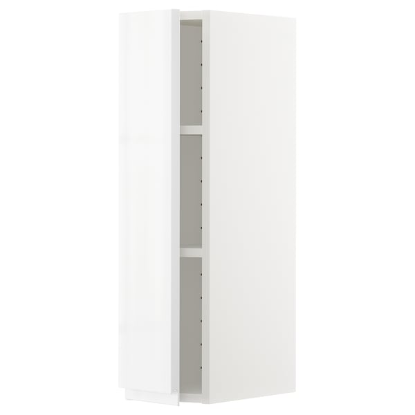 METOD white gloss kitchen cabinet, modern, rectangular, fiberboard, 18mm thick.