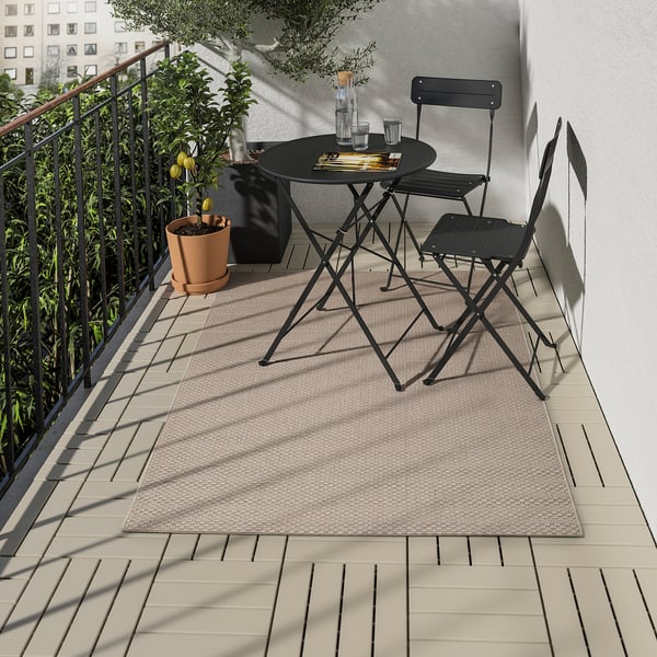 MORUM Rug flatwoven, in/outdoor, beige, 120x180 cm