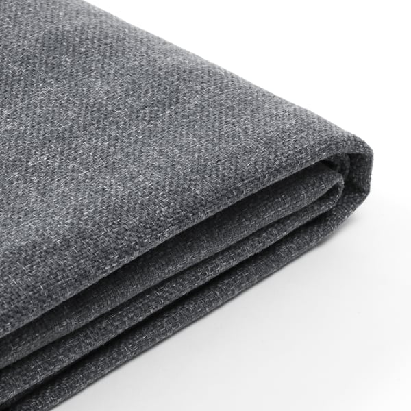 Close-up of folded charcoal-gray fabric, smooth and neatly creased, showcasing high-quality texture and stitching.