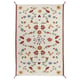 Nickgras rug, cream with red, yellow, blue flower designs, wool, cotton, braided corners.