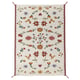 Swedish folklore rug, NICKGRÄS, florals on cream, red braids, wool & cotton