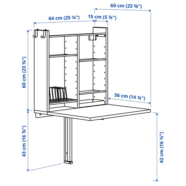 Illustration with measurements for the product: NORBERG.