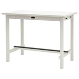 NORDVIKEN white bar table, rectangular top, single drawer, four legs.