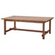 A wooden dining table named NORDVIKEN, rectangular, sturdy, with a smooth, natural finish, and two extension leaves for seating up to eight people.